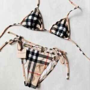 BURBERRY NOVA VINTAGE CHECKERED BIKINI SET TOP & BOTTOM SIZE MEDIUM PRELOVED